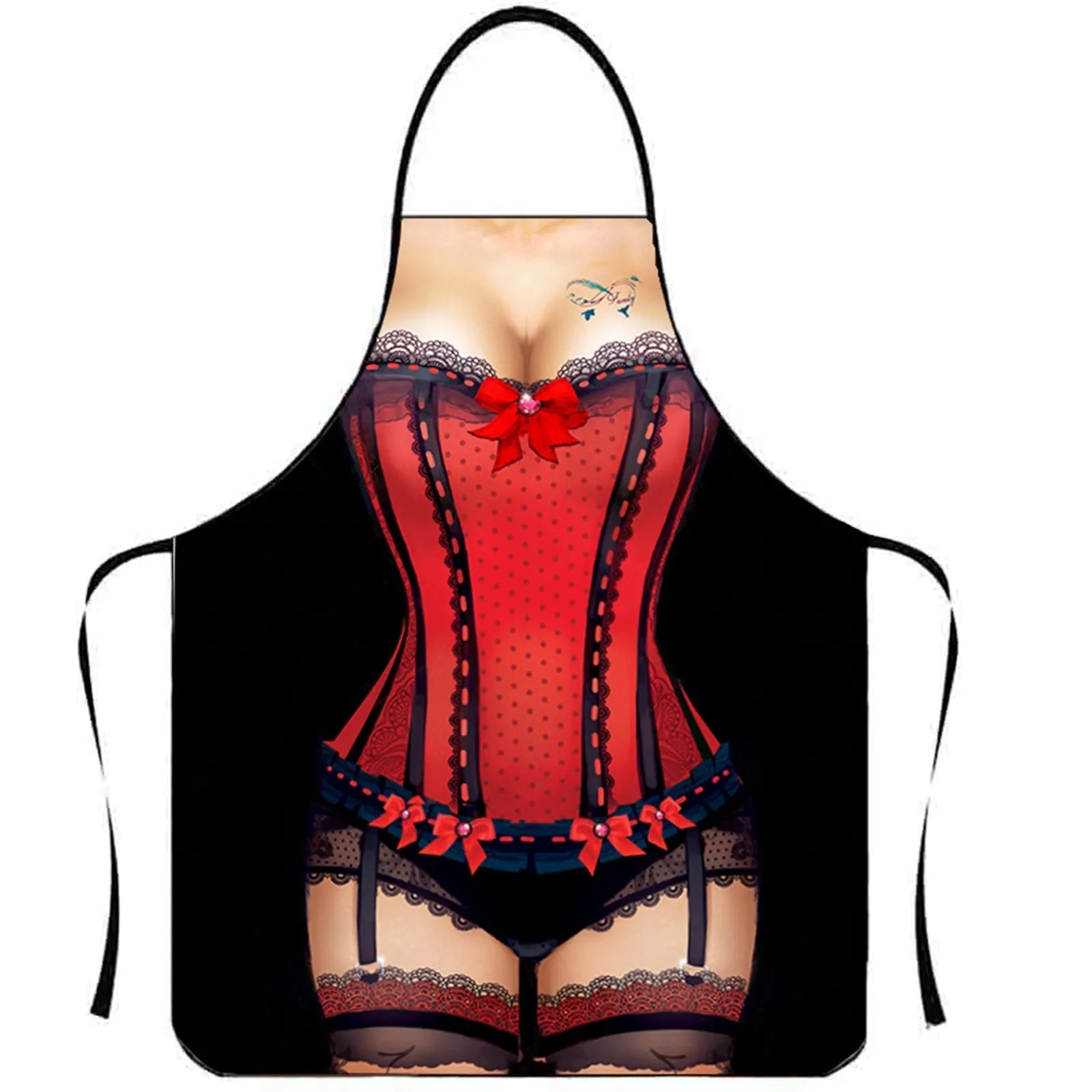Fun Men's Cooking Carbecue Apron Home Multipropose Baking Cleanning Accessories Creative Muscle Prank Holiday Gift Qme Red E