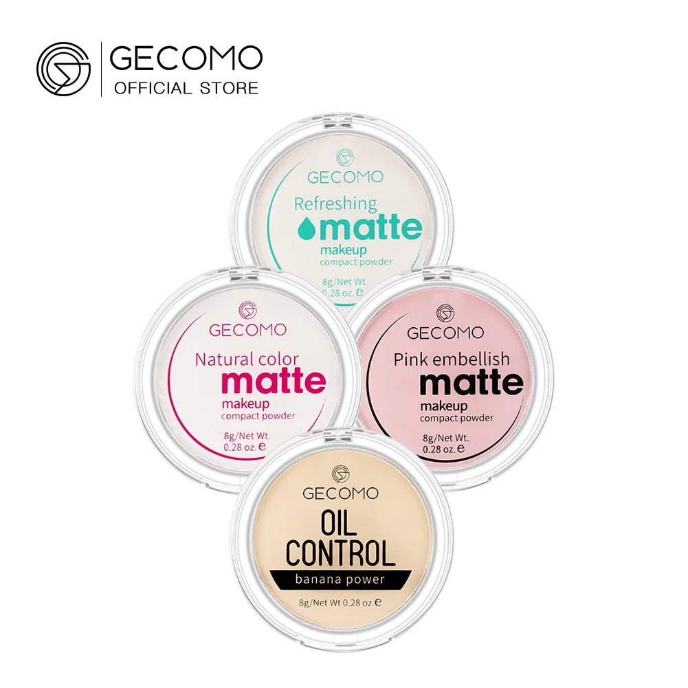 GECOMO Mattifying Compact Powder 12H Long Last Oil Control Silky Matt Makeup Setting Powder Translucent For All Skin Tones Qme