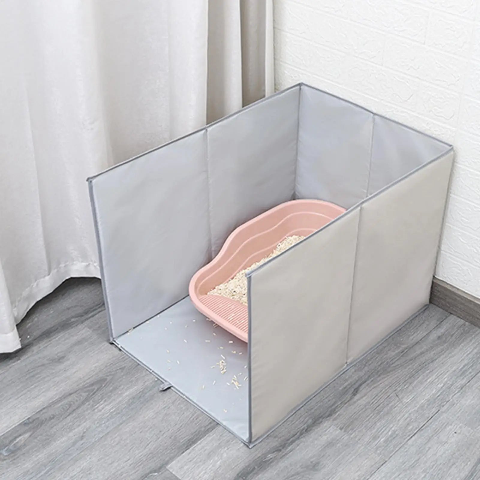 Litter Box Enclosure High Sided Litter Box Splash Guard For Cat Anti-Leakage Foldable Protector For Hygiene Messes Prevention Qme