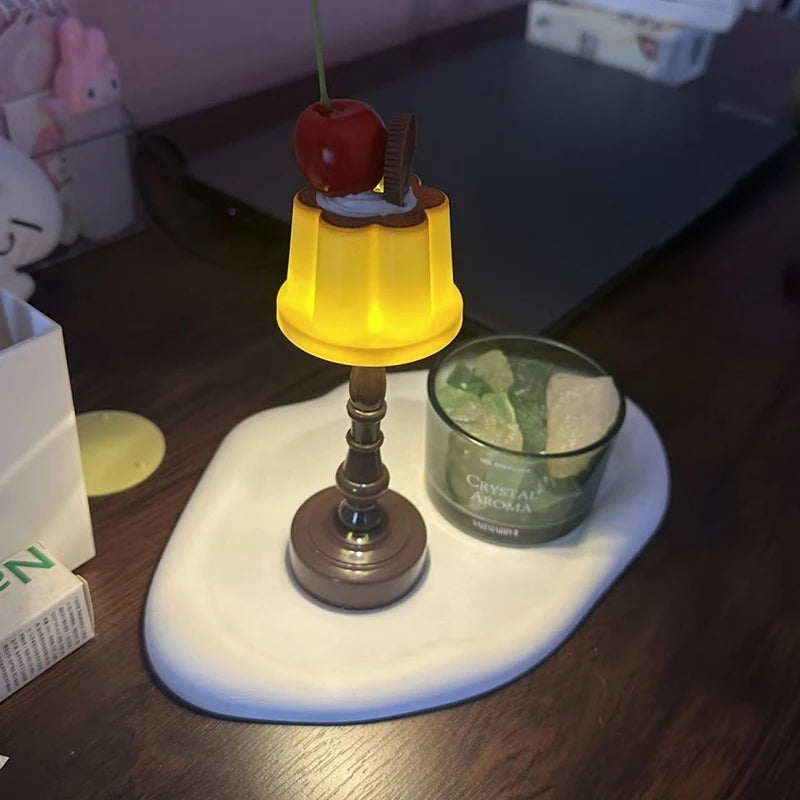 Retro Pudding Night Light Desktop Decoration Bedroom LED Atmosphere Qme