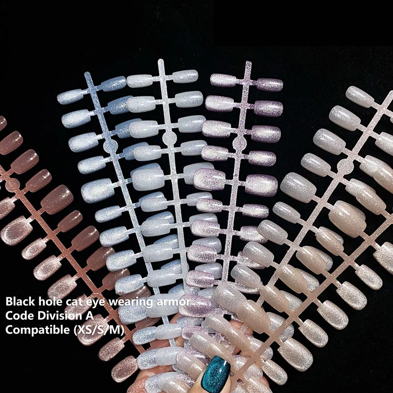 Cat Magnetic Press Nail Pretty Fake Nails Detachable Full Tips Qme
