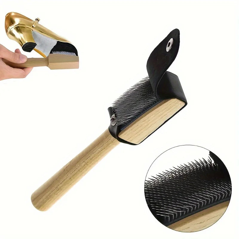 Shoe Brush, Ballet Dance Shoe Wire Brush PU Protector Wood Handle Ballroom Soles Latin Dance Shoe Brushes Qme