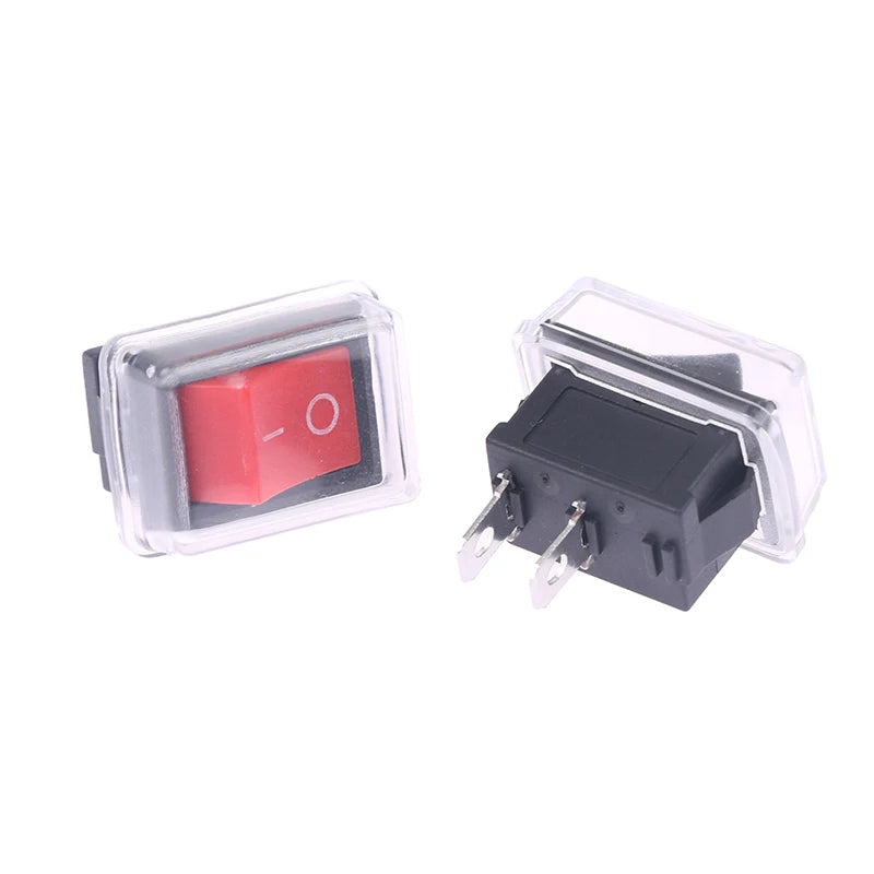 Push Button Mini Switch 2Pin Snap-in Off Rocker Waterproof Cover Black Qme