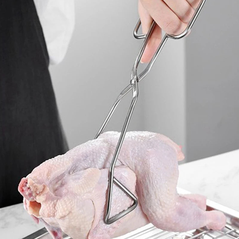 Kitchen BBQ Heat Resistant Hollow-out Barbecue Clip Food Tongs Qme
