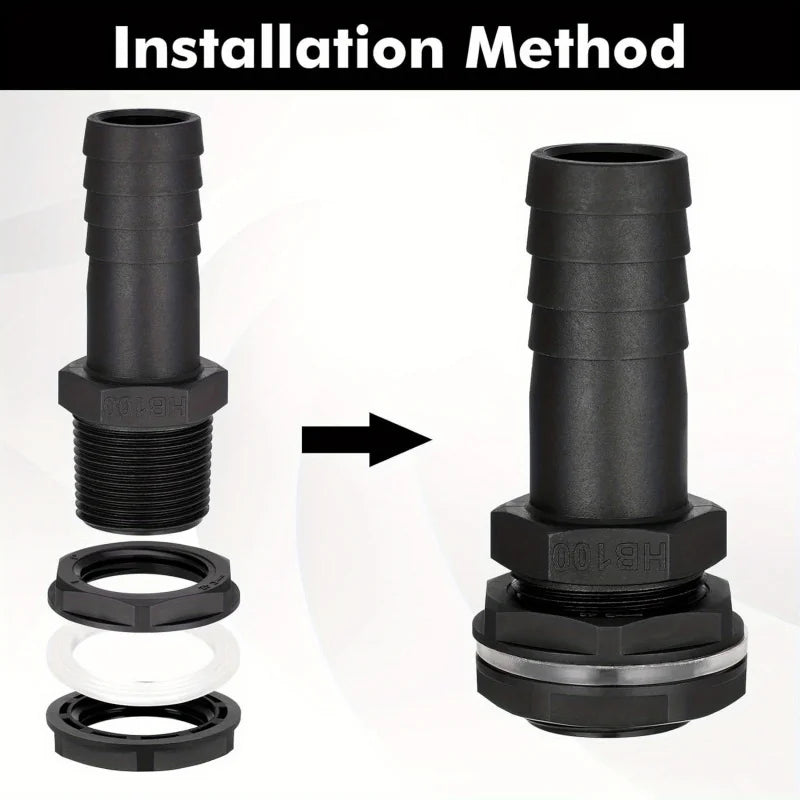 2Piece-mounted rainwater barrel overflow connector 25mmBarbed pipe fitting｜Adaptation1InchBSPThread｜Includes anti-leakage nut an Qme