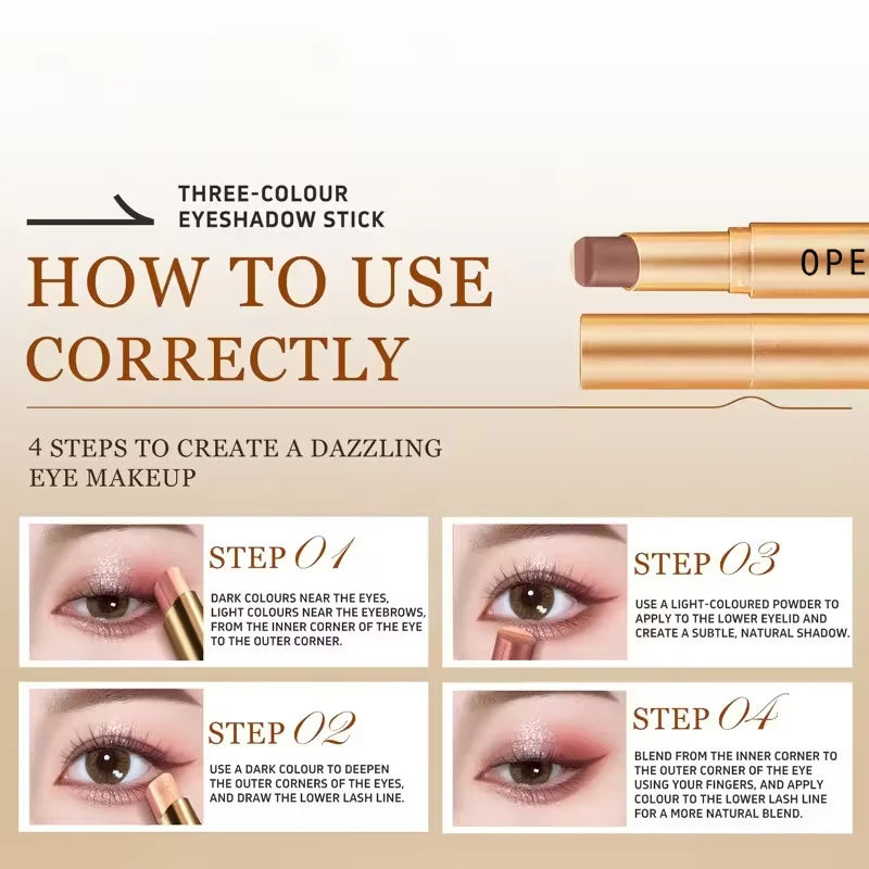 Must-have Three-color Eyeshadow Stick Those Poor Makeup Skills OPE Qme