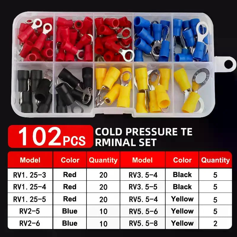 102/280pcs Insulated Terminal Block Set With Crimping Pliers Is Ideal For Home Electrical Repairs And Industrial Wiring Work Qme