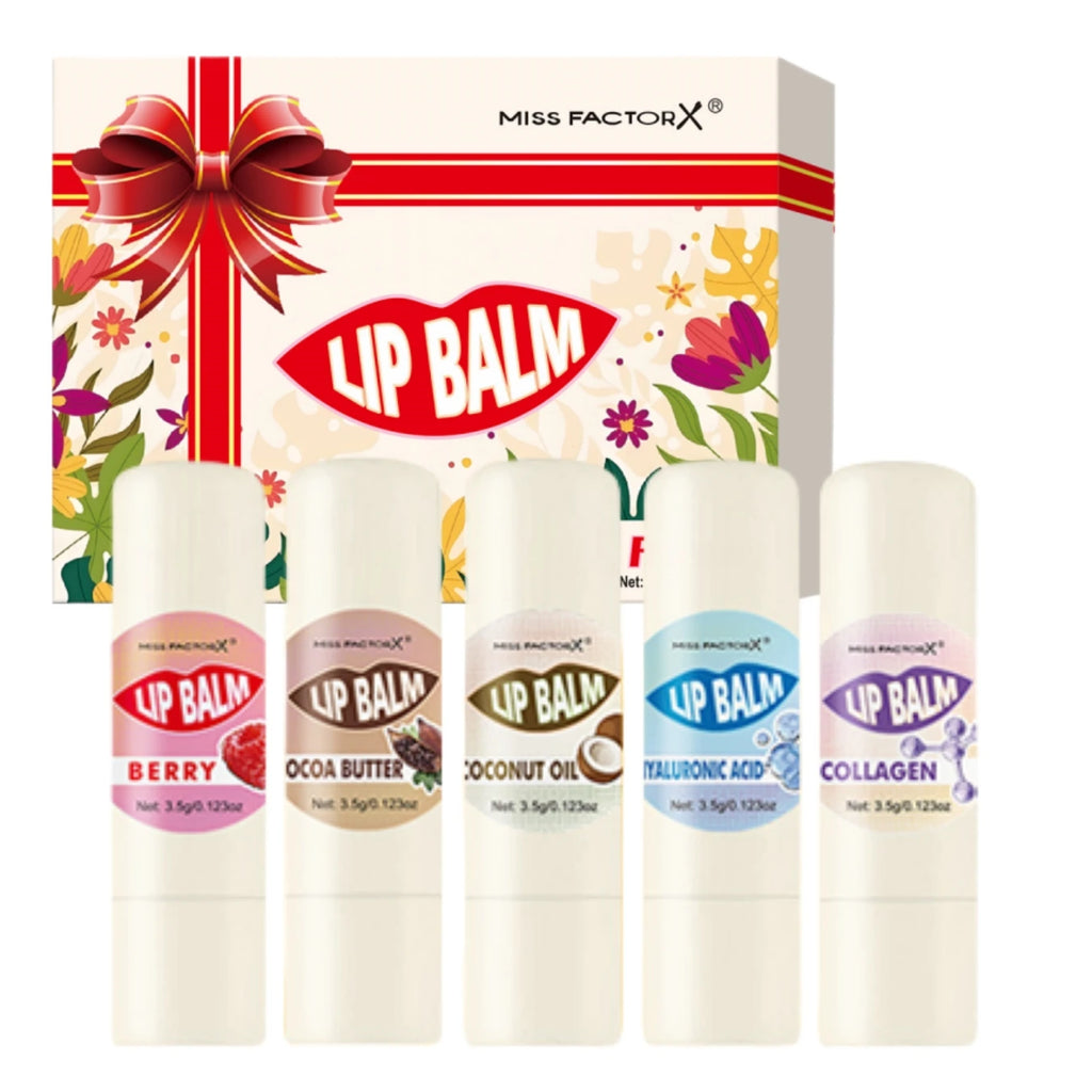 Premium gift set 5PCS/box Lip balm set Hyaluronic acid Long-lasting moisturizing Glossy Suitable for dry lips Valentine’s Day gi Qme Lip Balm Set