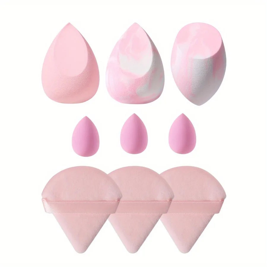 3 Salmon Beauty Egg Velvet Triangle Setting Powder Puff Mini Tool Qme pink