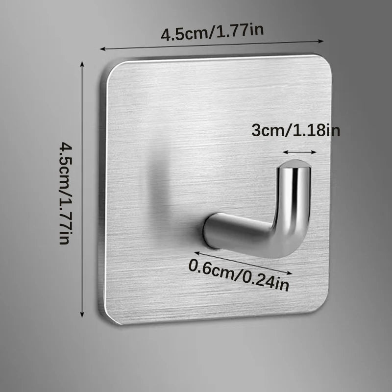 Adhesive Hooks Wall Racks Clothes Behind Bathroom Doors Stainless Qme 1pcs Silver