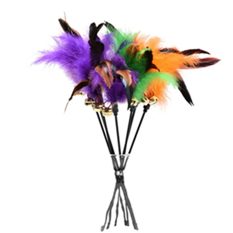2 Pcs Cat Toy Bell Feather Funny Cat Rod Toy Cat Toys Interactive Cat Accessories Pet Cat Supplies Qme