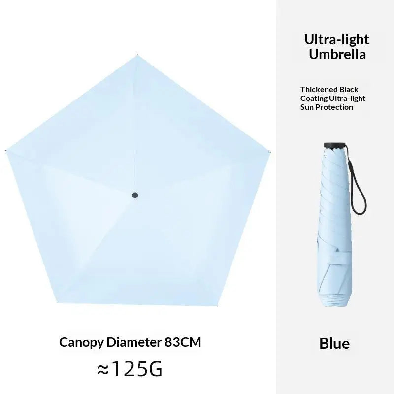 2 In 1 Sun Protection Ultra Light Pencil Umbrella Portable Folding UV Block Travel Umbrella Mini Pocket Rain Umbrella For Women Qme A5 5K metal-fiber composite