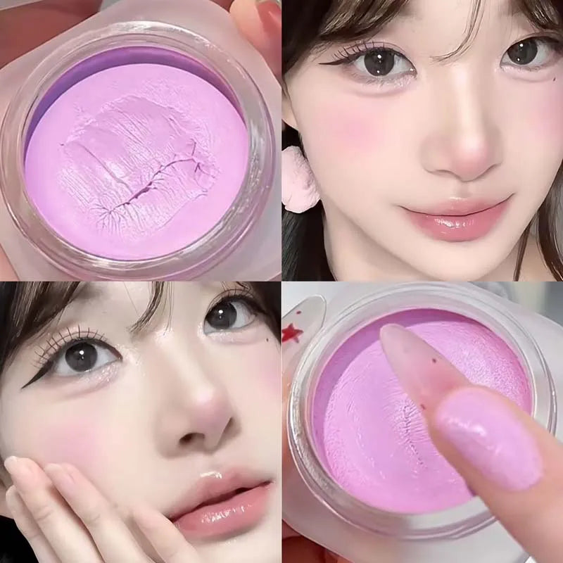 Monochrome Powder Blusher Cream Brightening Whitening Purple Lip and Cheek Dual-use Matte Natural Rouge Blush Tint Palette Qme 05