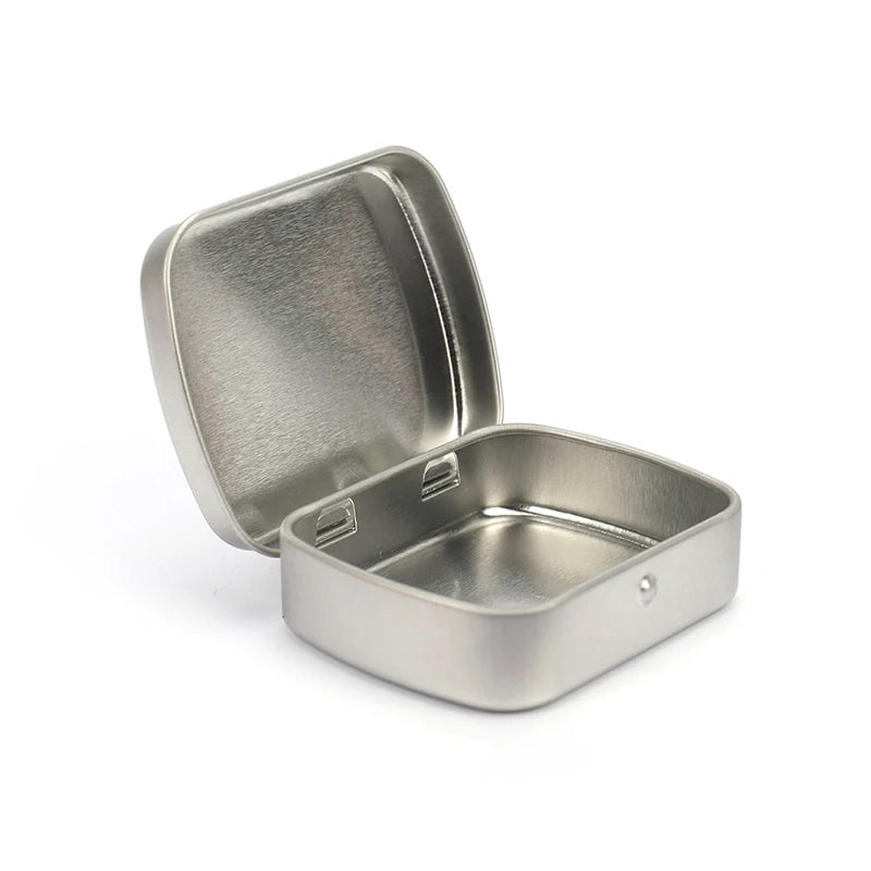 Survival Small Empty Metal Silver Black Flip Storage Box Case Key Qme Silver