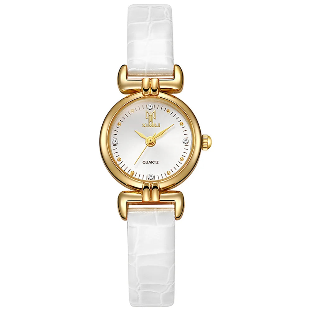 Women's Watch Roman Needle Scale Watch Women's Design Fashion Round Watch Quartz Retro Quartz Watch Qme WHITE