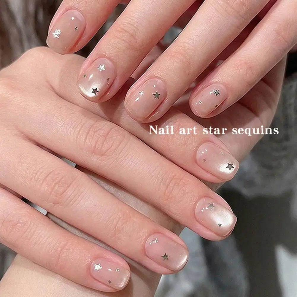 Silver Glitter Nails Design Shiny Nail Flakes Sparkling Sequins Qme