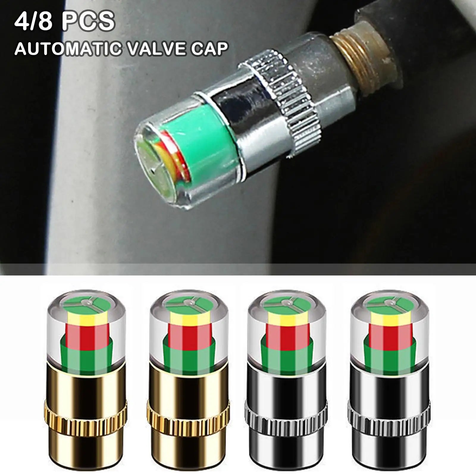 Cars Tire Air Pressure Monitor Alert 4Pcs/set Indicator Tire Valve Cap Gauge Car Accessories Car Tyre Pressure Gauge Caps Usefu Qme