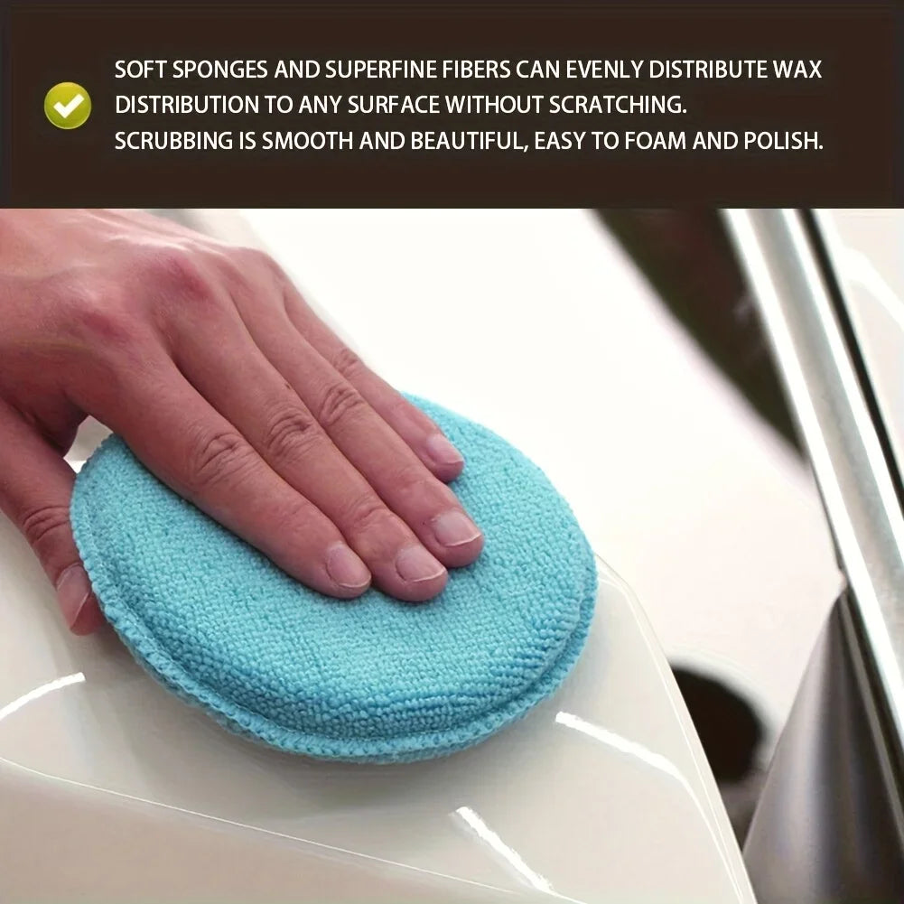 5pcs Ultra-Soft Microfiber Waxing Pads - Gentle Car Polishing Sponges for Smooth Finish, Easy Wax Application, Qme
