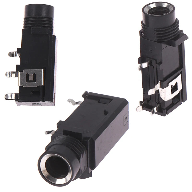 3pcs/lot 6.35mm Jack stereo female socket connector audio adapter 4pin . Qme