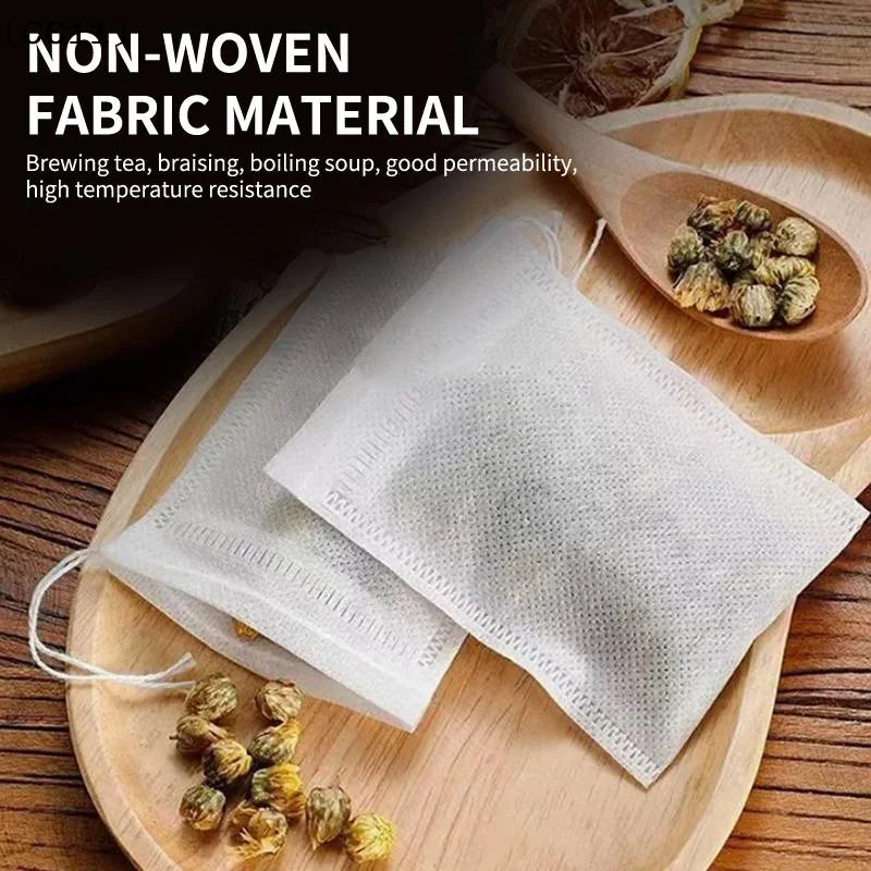 Disposable Tea Bag Pouch Empty Non-woven Fabric Drawstring Infuser Qme
