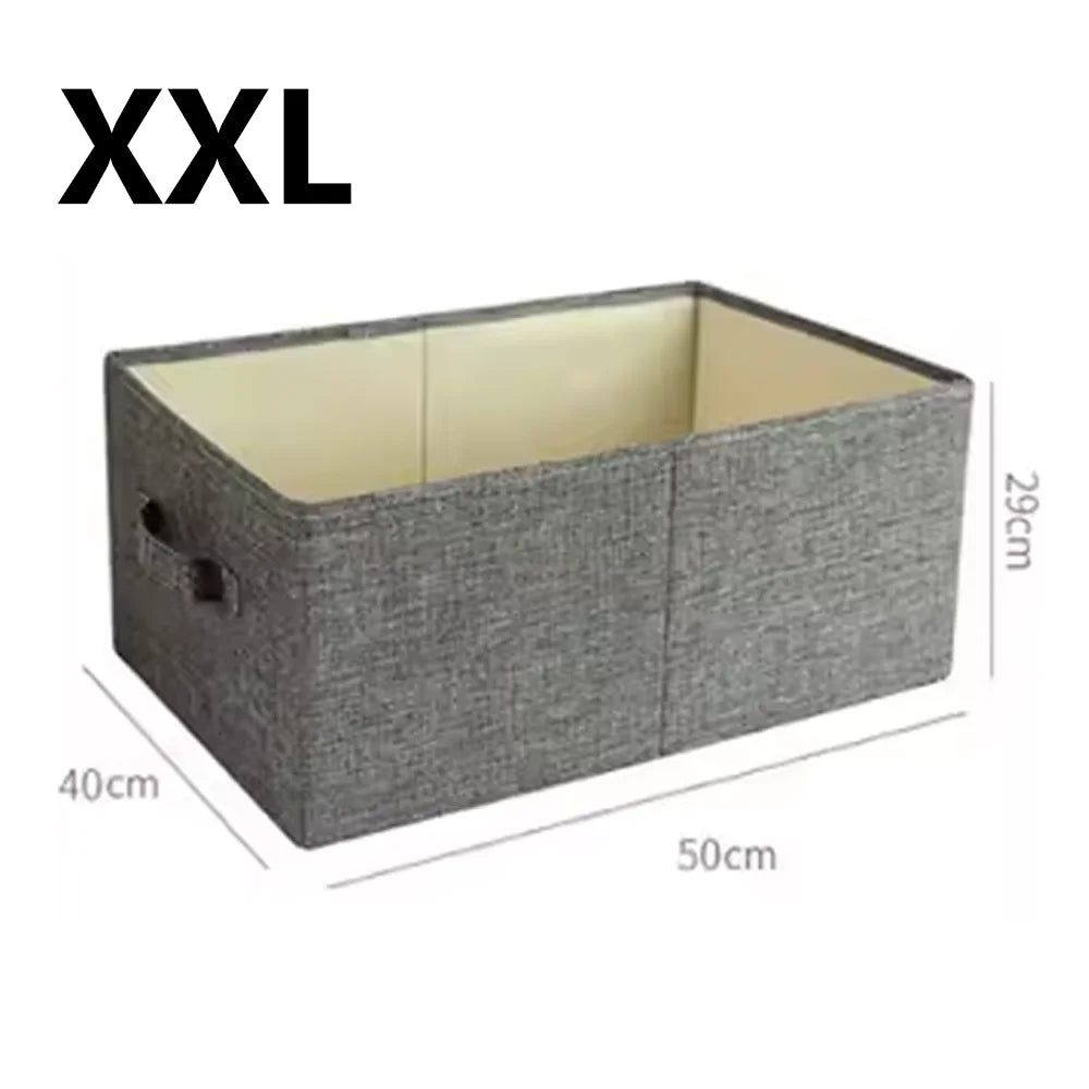 Double-Door Drawer Style Foldable Cotton Linen Storage Box Thickened PP Board Clothes & Pants Organizer Washable Qme XXL