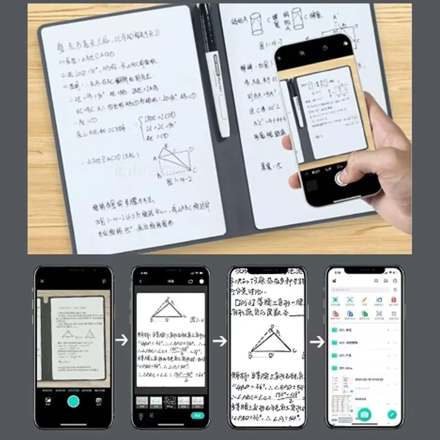 A5 Reusable Whiteboard Notebook Set with Whiteboard Pen Erasing Cloth Leather Memo Pad Weekly Planner Portable Stylish Office Qme