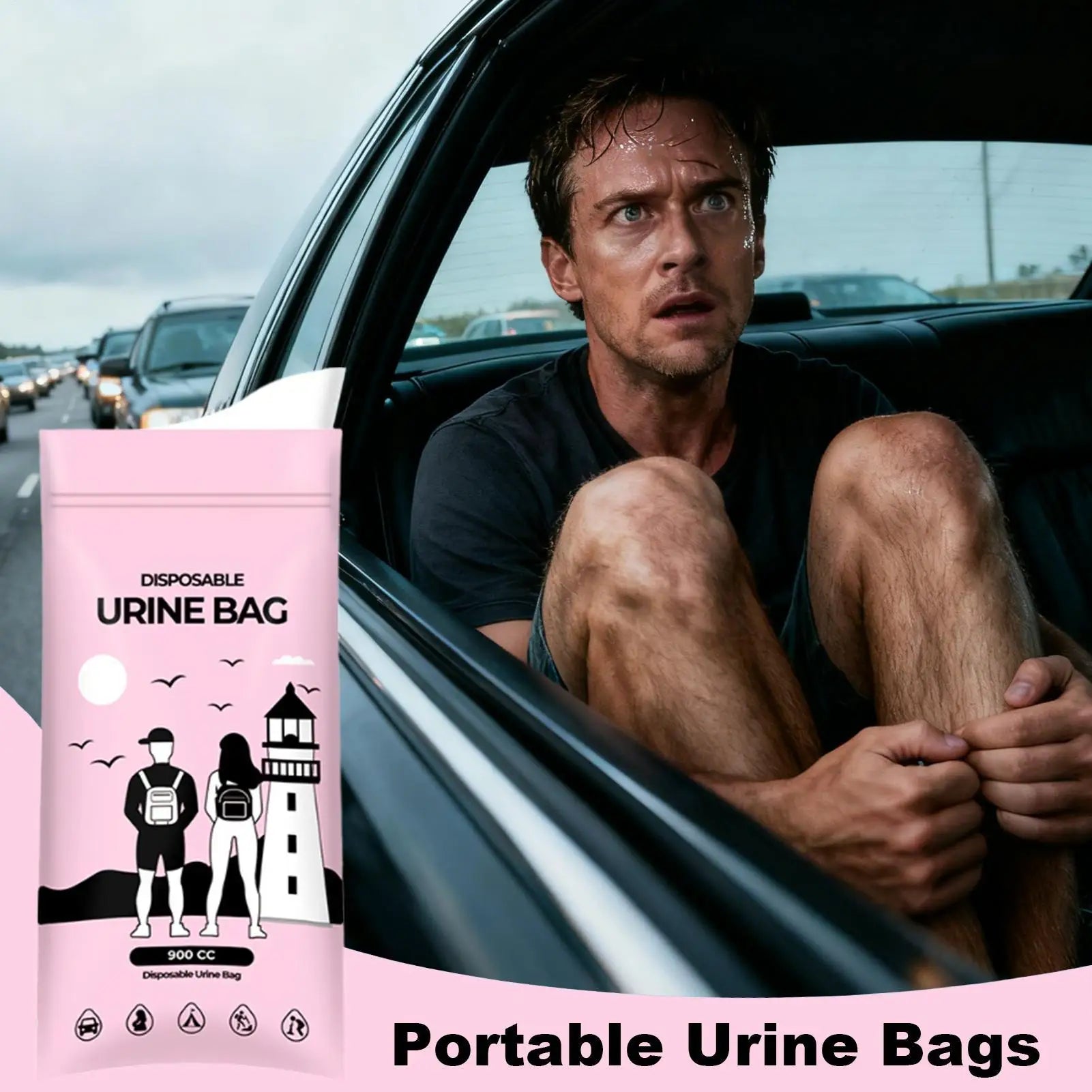Travel Urine Bags Leak-Proof 900cc Pee Funnel Urinary Bag for Men Women Elderly Camping Hiking Backpacking Car Road Trip Bed Qme