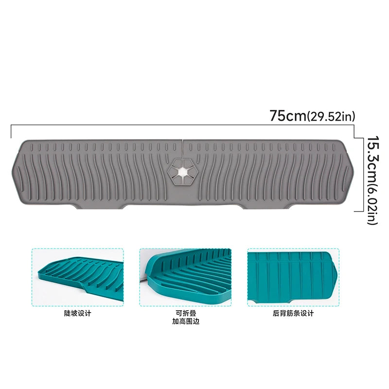 Silicone Sink Splash Guard Slope Upgraded Faucet Mat Gadgets-splash Qme Light Grey