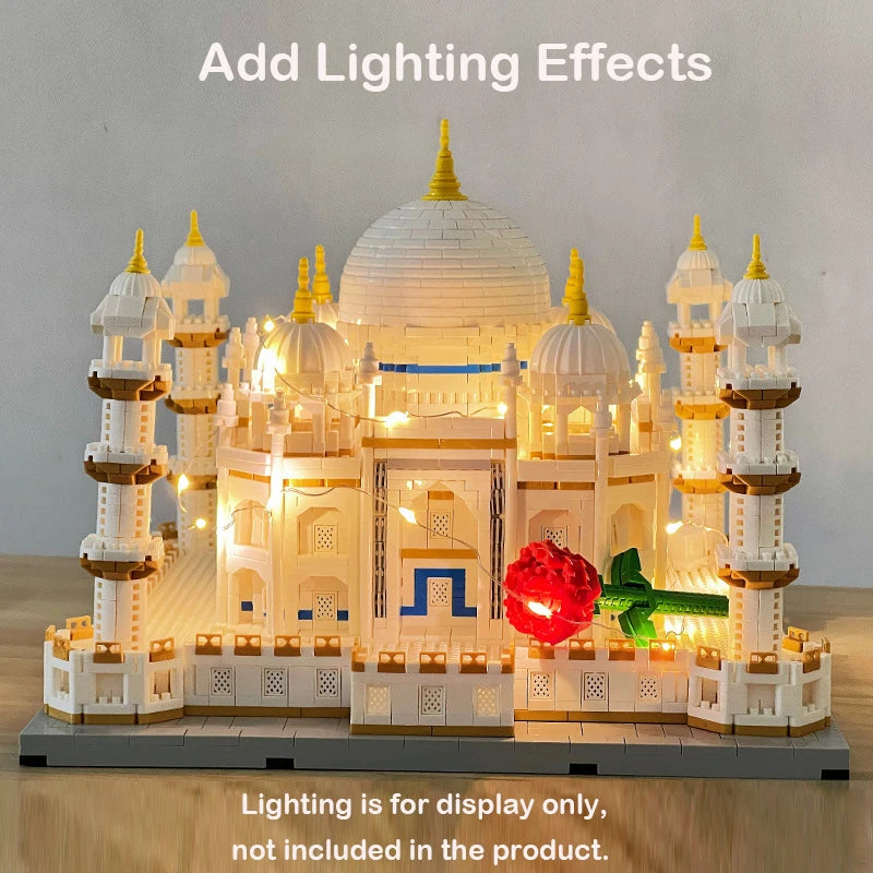 MOC City Mini Bricks Taj Mahal World Famous Architecture Micro Model India Building Blocks Creative Sets Kid Toys Boy Adult Gift Qme