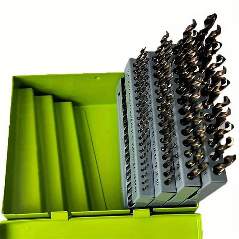 A02F-Industrial-Grade Full-Grinding Small Twist Drill 180PC High-Speed Steel Round Shank Number Drill Box Qme