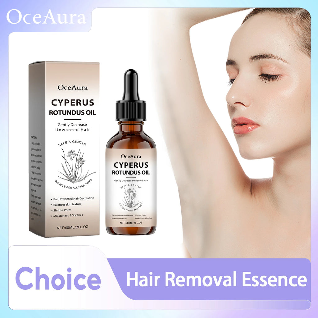 Pure Cyperus Rotundus Oil for Hair Removal Essence Reduce Armpit Arms Body Hair Inhibitor Shrink Pores Smooth Skin Care Serum Qme