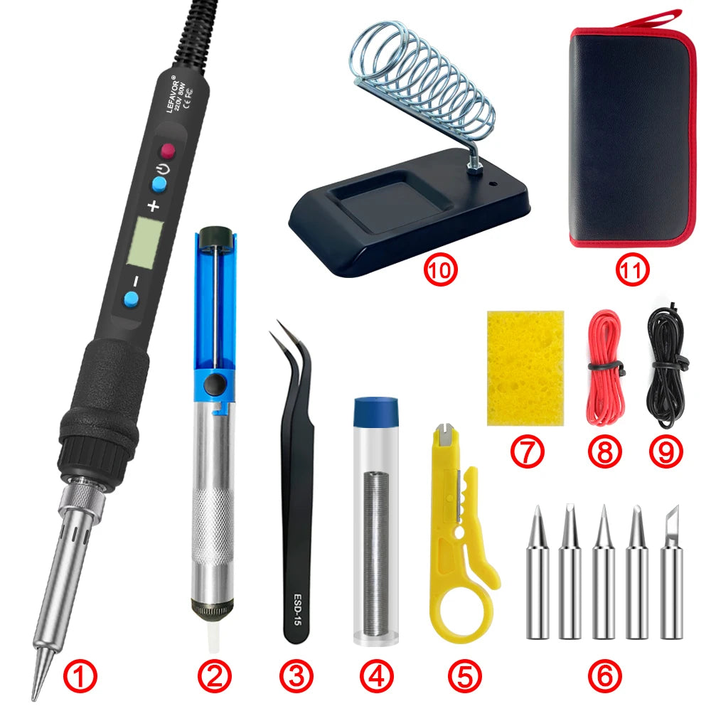 LF 80W Digital Display Soldering Iron Welding C F Switching Qme 936H SET2 220V EU PLUG