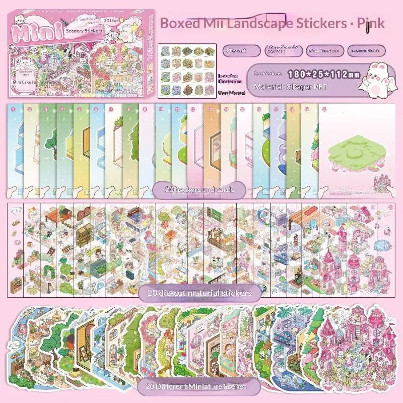 Box 3D Landscape Stickers Miniature Scene Collection Book Series Qme B