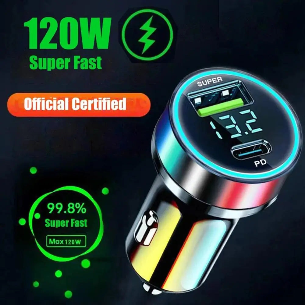 NEW PD 20W Car Charger Super Fast Charge Adapter Type C USB 120W Portable For IPhone 14 Pro Max 13 12 11 IPad Airpods OnePlus Qme