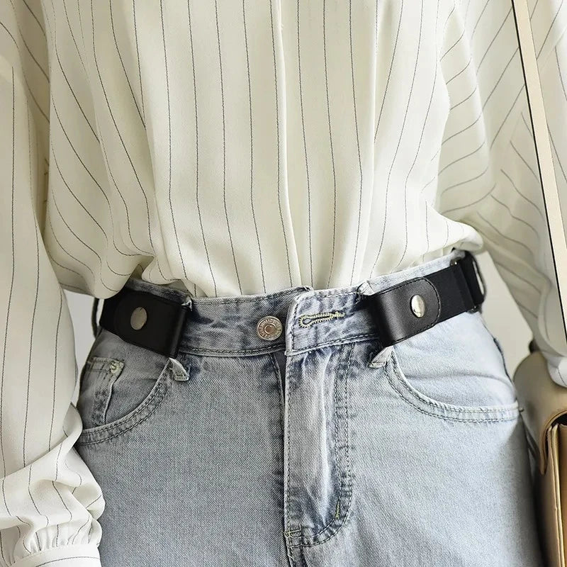 Buckle-free Belt Jean Pants Dresses No Buckle Stretch Elastic Waist Qme