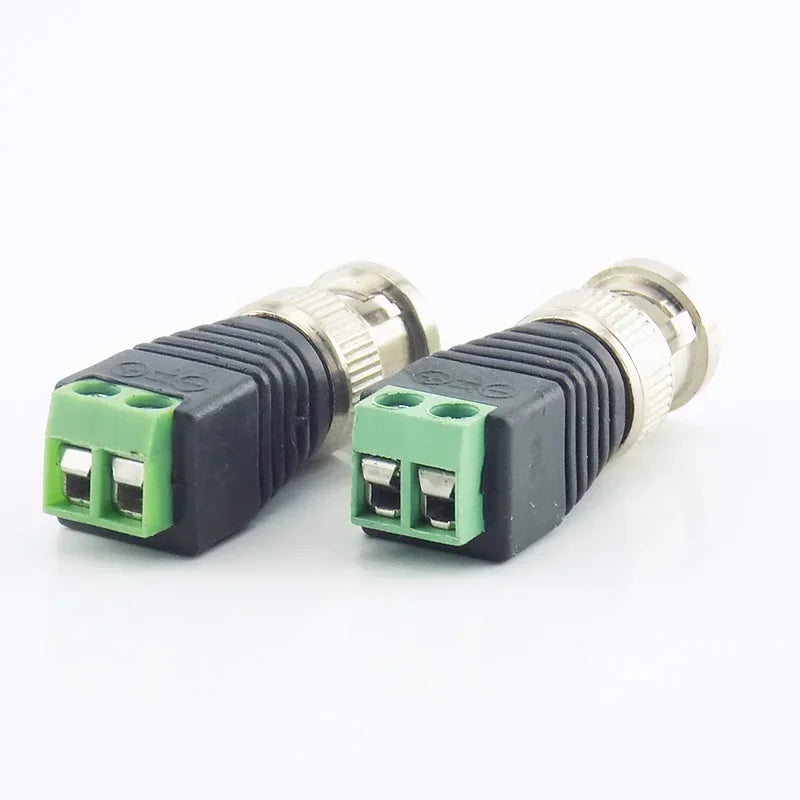 ESCAM 2x Coax CAT5 BNC Male Connector Plug DC Adapter Balun Connector for CCTV Camera Security System Surveillance Accessories Qme