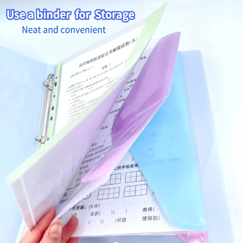 A4 Long File Bag Loose Leaf Transparent Data Book 11Hole Organizer Qme