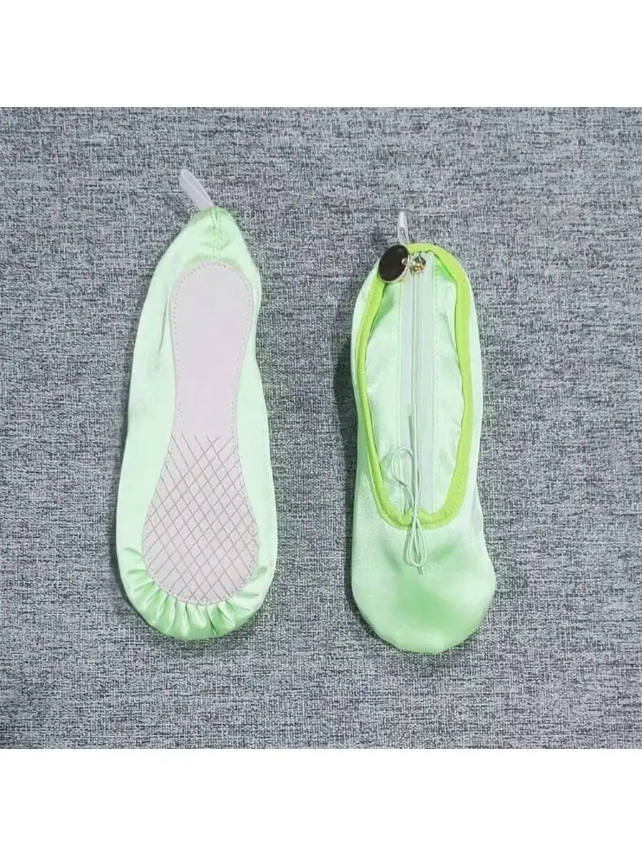 Vintage French Ballet Shoes Shaped Handmade Pencil Case Makeup Pouch Qme 1pc Fruit Green
