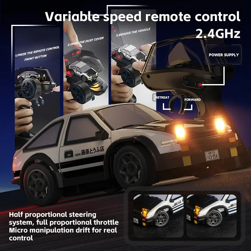 1:64 Desktop RC Drift Car 2.4G High-Speed Racing Car Four-Wheel Mini Desktop Remote Control Car Electric Toy for game party gift Qme