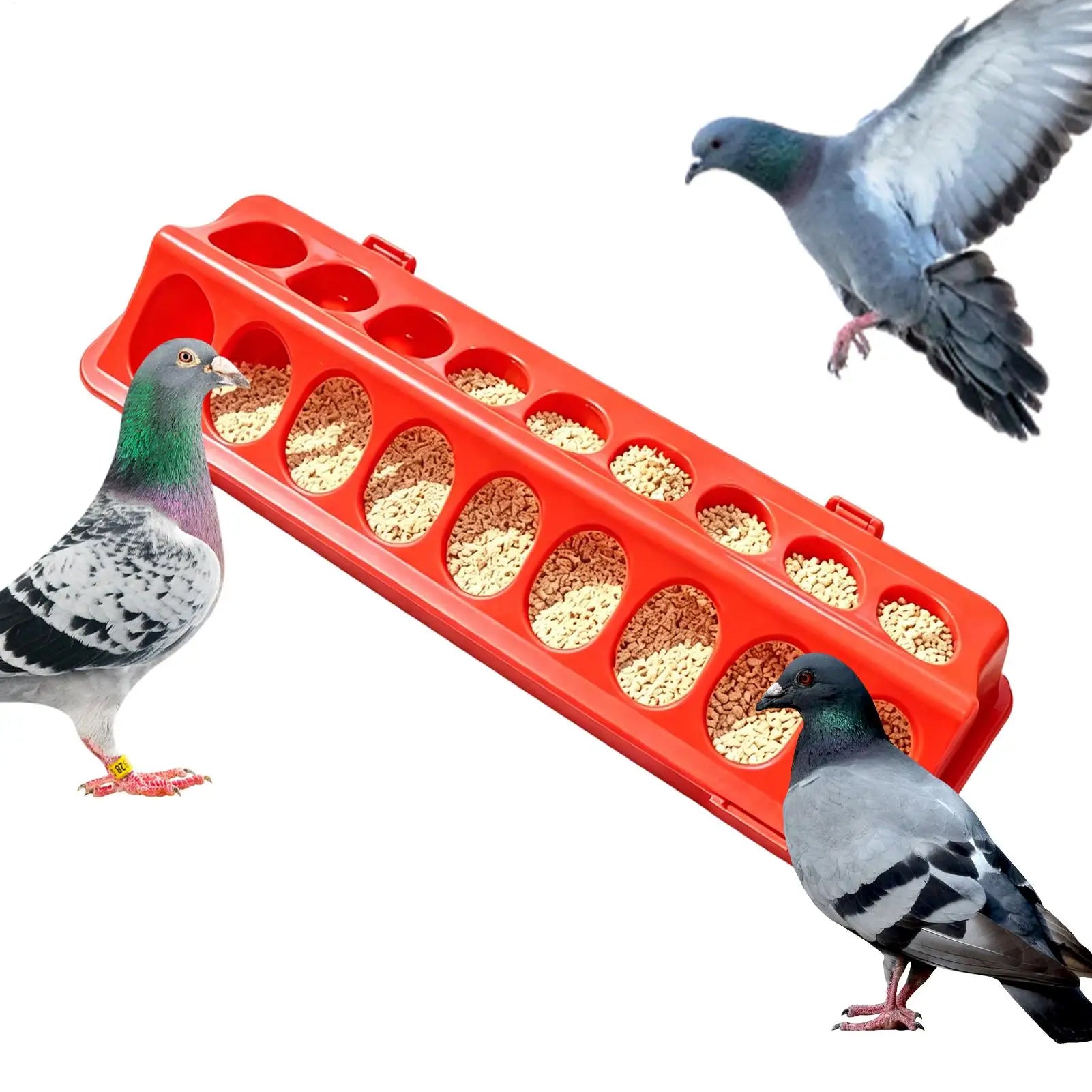 Chicken Feeder Trough Anti-Leak Easy-Fill Animals Bowl Chicken Feeder Anti-waste Drinker For Chicks Ducklings Goslings Quail Qme
