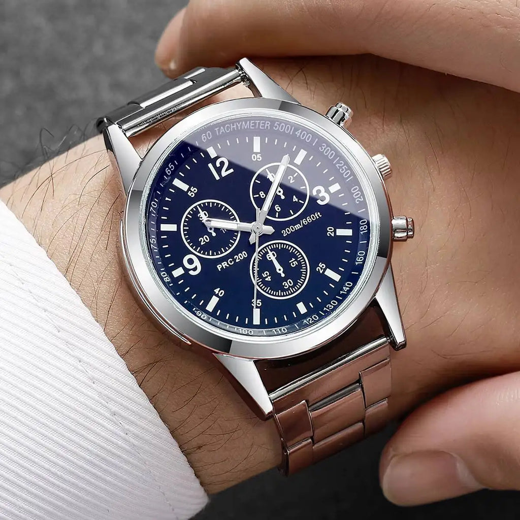 Relógio Quartz Aço Inoxidável para Homens, Relógios De Negócios, Banda Qme