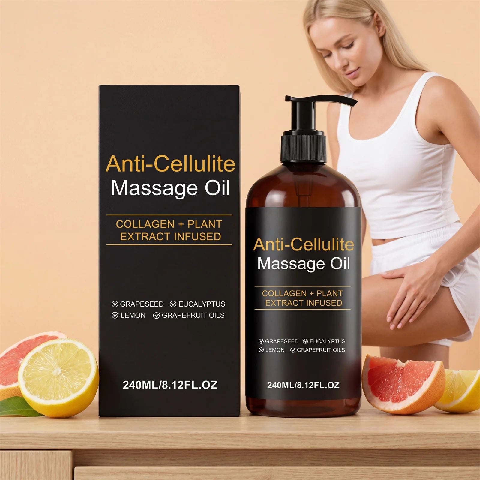 Firming Body Massage Oil with Collagen Anti Sagging Smoothing Cellulite Improve Skin Texture Refreshing Body Oil for Legs & Full Qme