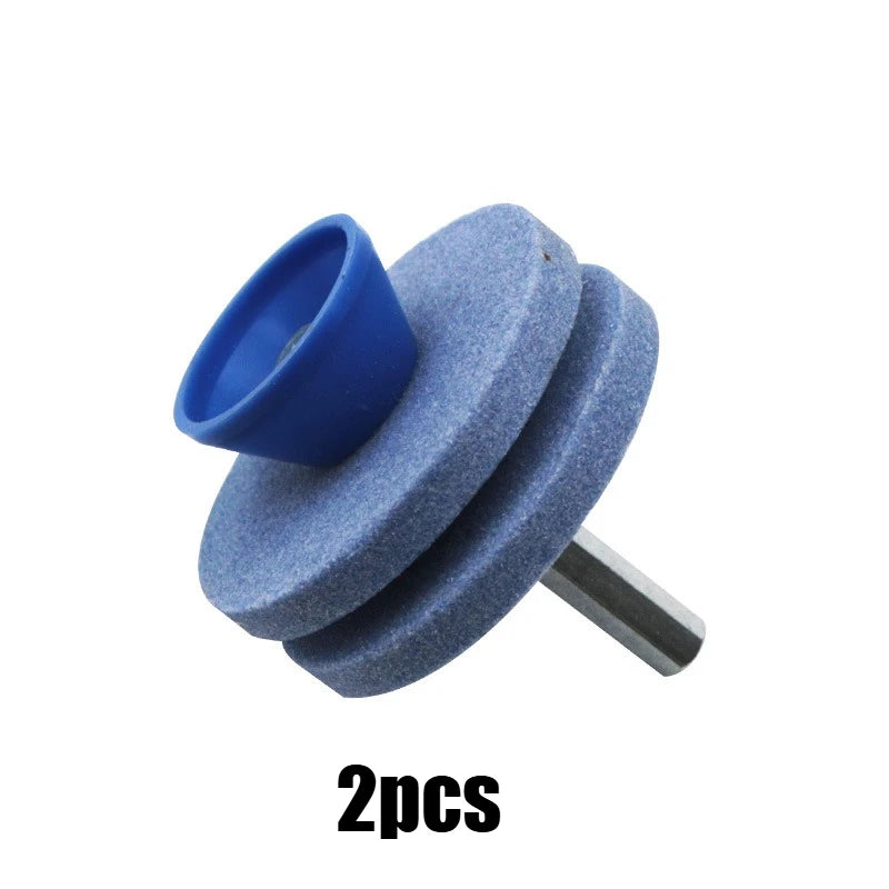 Lawn Mower Blade Sharpener Grinding Wheel Drill Bit 7mm Shaft Multilayer Abrasive Stone for Garden Scythe Axe Knife Sharpening Qme 56mm Blue 2pcs