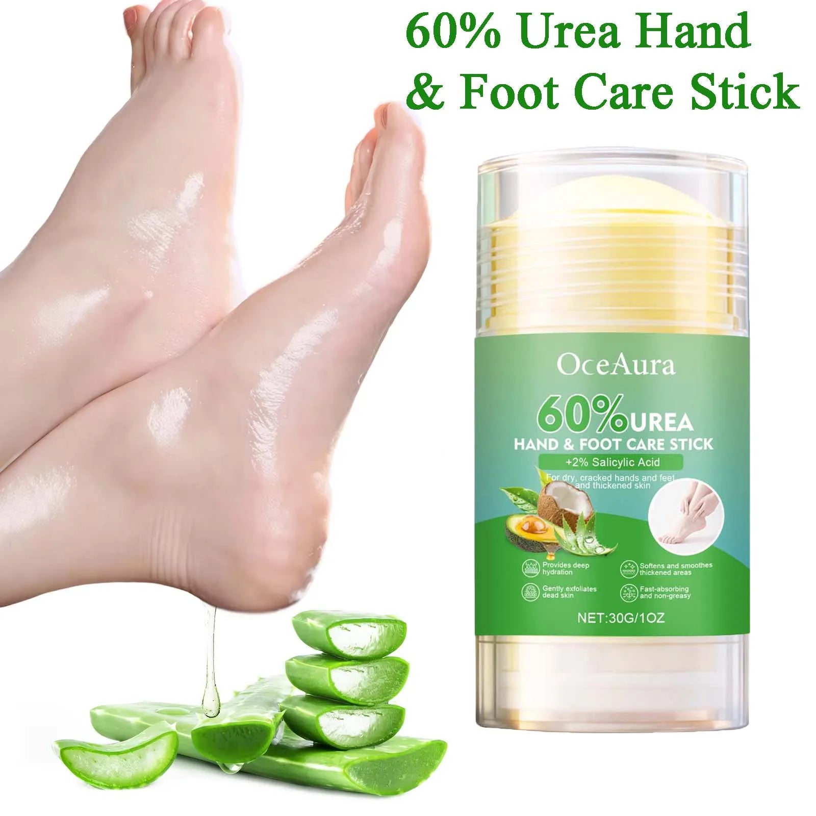 60% Urea Hand & Foot Care Stick Moisturizing Balm for Dry Rough Skin Gentle Exfoliation Softening Skin Cracked Heel Repair Care Qme
