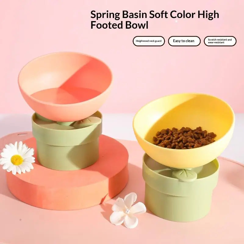 Food Container Feeder Dish Bowl Pet Supplies Cat Dog Flower Footed Qme