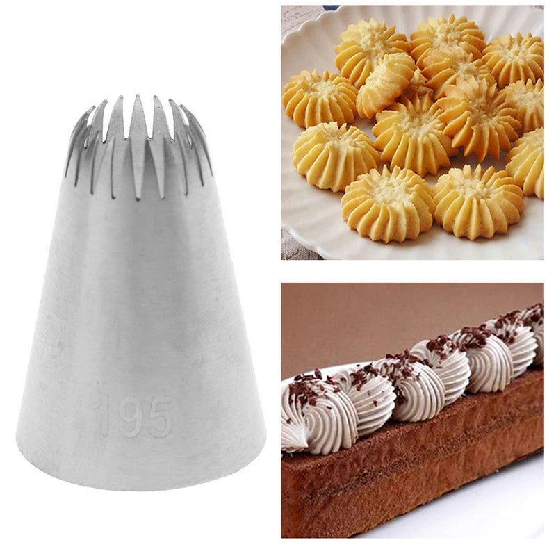 195 19 Teeth Stainless Steel Icing Nozzle Cookie Cream Flower Qme