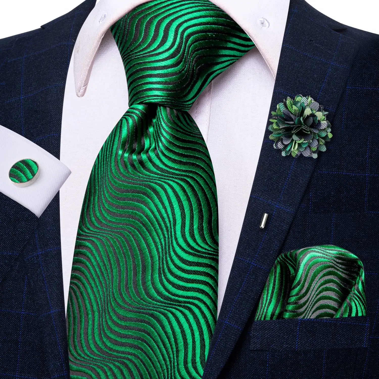 25 Colors Neck Ties Men Luxury Wide Silk Wedding Tie Pocket Square Qme N-3792-XH-0057