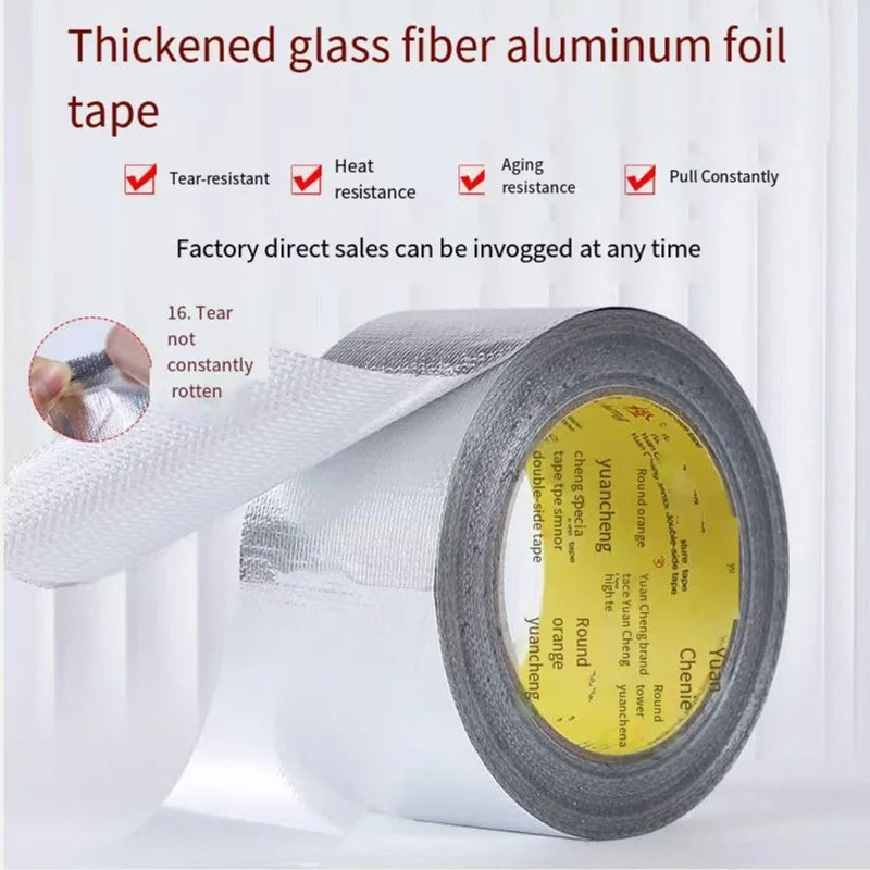 10M 20M Fiberglass Aluminum Foil Tape HVAC Heat Resistant Tape Heat Shield Thermal Barrier Adhesive Backed Heat Reflective Tape Qme