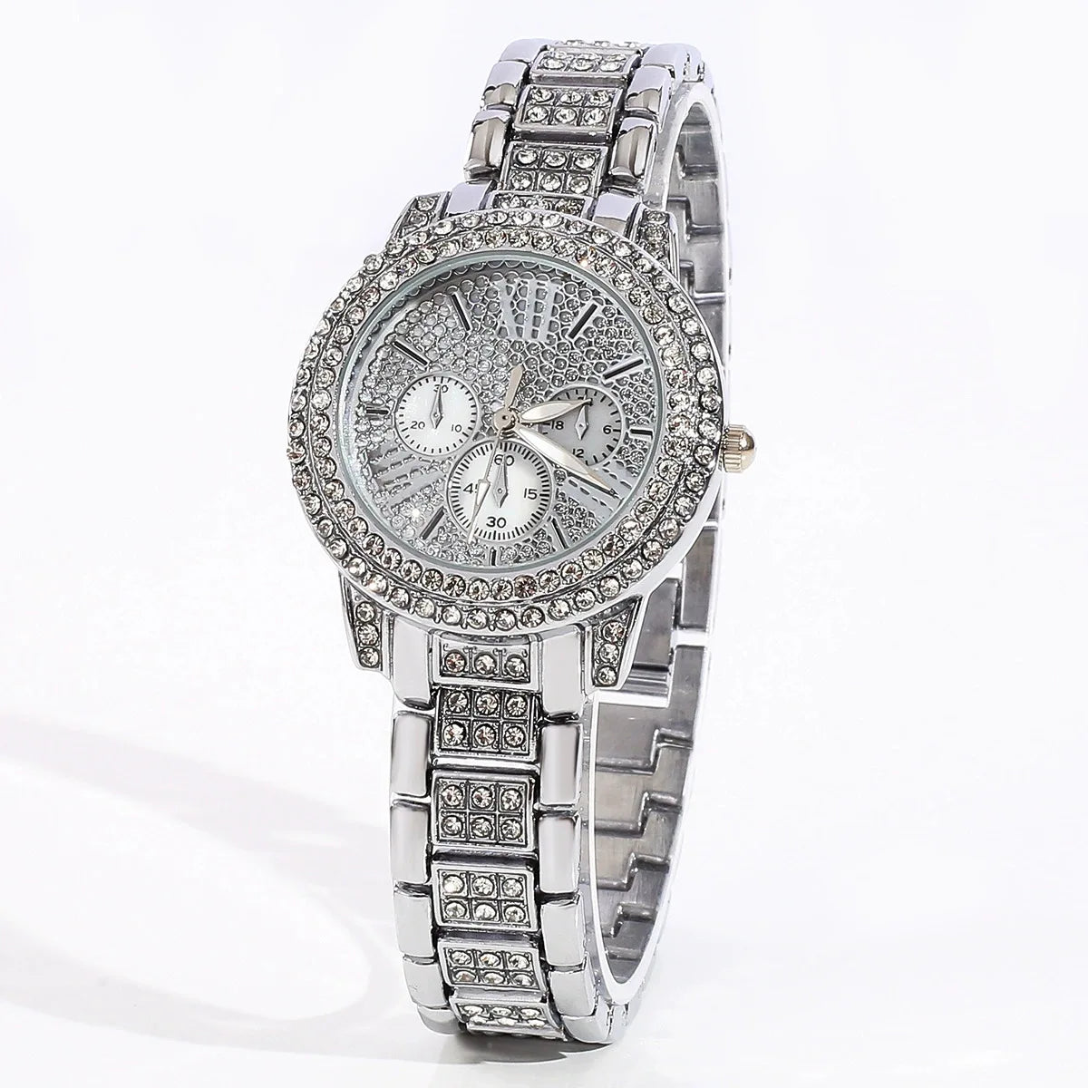 Affordable and high-end feel! Rose gold watch+necklace, earrings, ring, bracelet set Qme