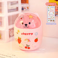 Lid Trash Can Small Pen Holder Give Sticker Mini Kawaii Bedroom Desk Qme 16CM pink